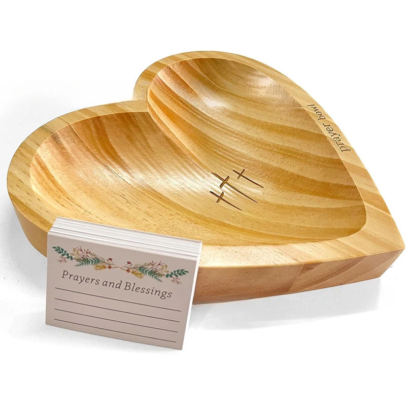 

Handcrafted Wooden Heart-Shaped Prayer Bowl for Spiritual Practice and Home Decor Heart-Design Cutout for Meditation Gift Giving