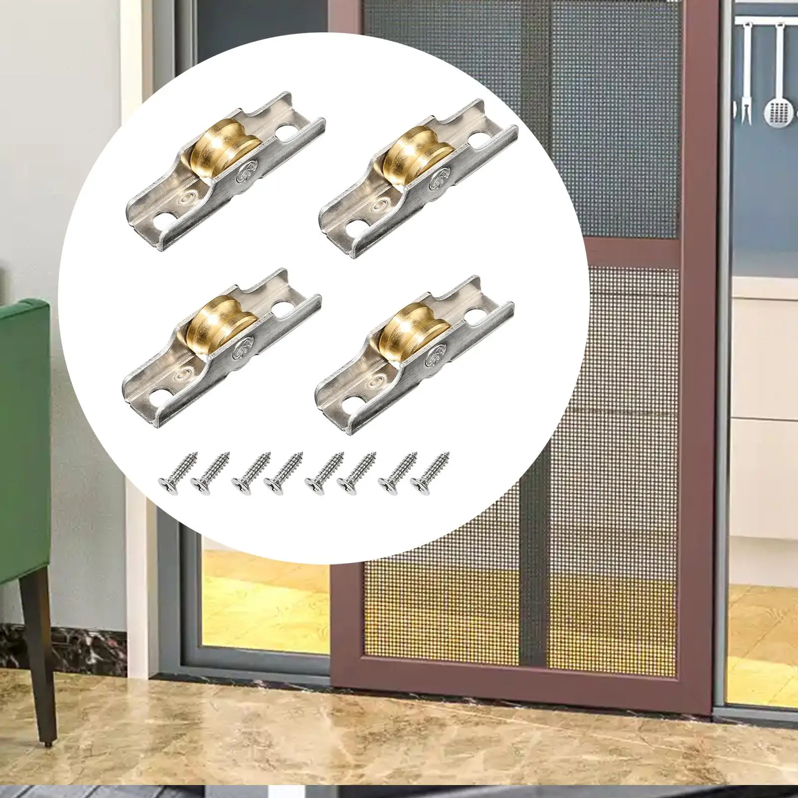 

4 шт., сменный шкив для двери, окна, ролик премиум-класса, простая установка, прочный ролик для раздвижной двери, направляющее колесо, гусеничный шкив