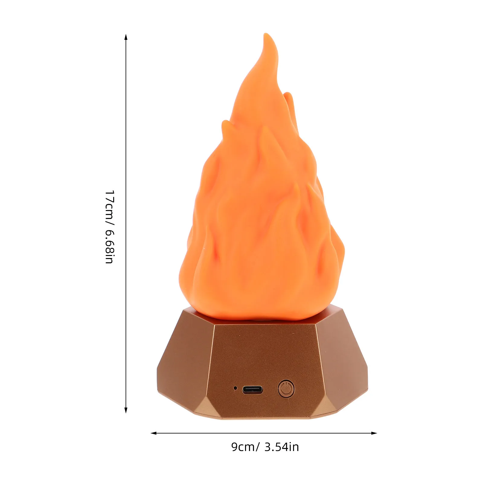 Künstliche Feuerlampe, 3-Modus-LED-Flammen-Nachtlicht, USB-wiederaufladbar, flammenlose, flackernde Flammenlampe für Terrasse, Wohnung, Außenbereich