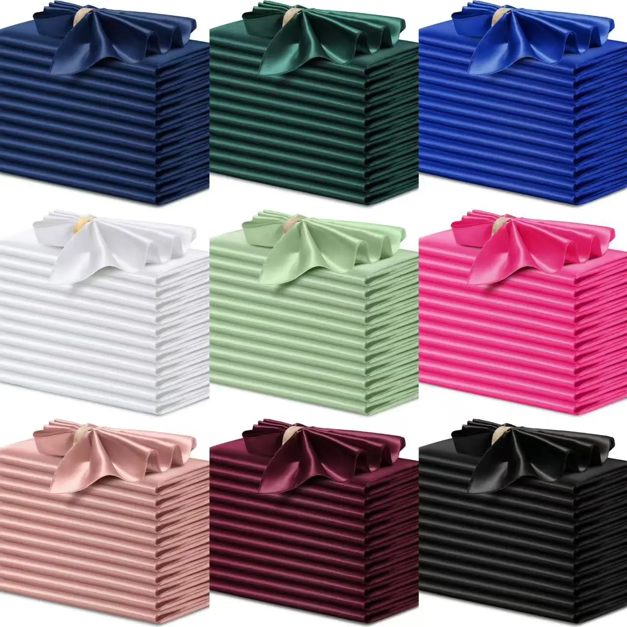 

150PCS 30*30cm Satin Napkin Square Washable Soft Smooth Fabric Table Napkin for Wedding Banquet Hotel Party Restaurant Decor