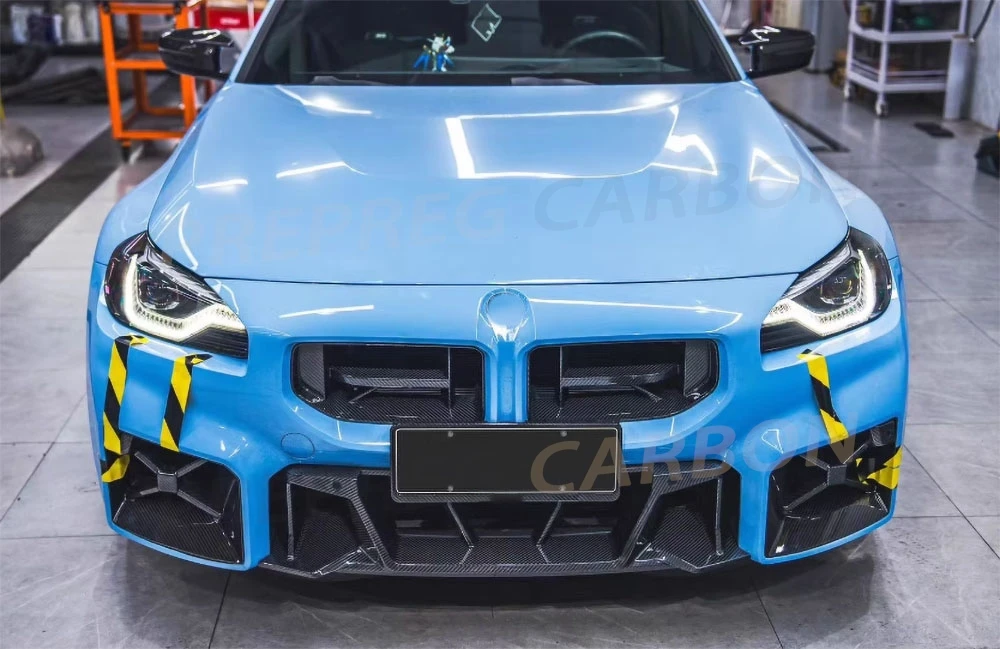 

C Style Prepreg Dry Carbon Front Bumper Kidney Grill Car Racing Grills Mesh Body Kits Accessories for BMW G87 M2 2023+ FRP