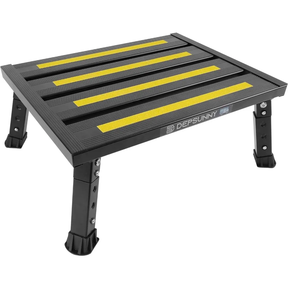 

Adjustable Height Aluminum RV Step, Stable Foldable Platform Step Stool, Supports Up to 1,000 lb, Non-Slip Rubber Feet