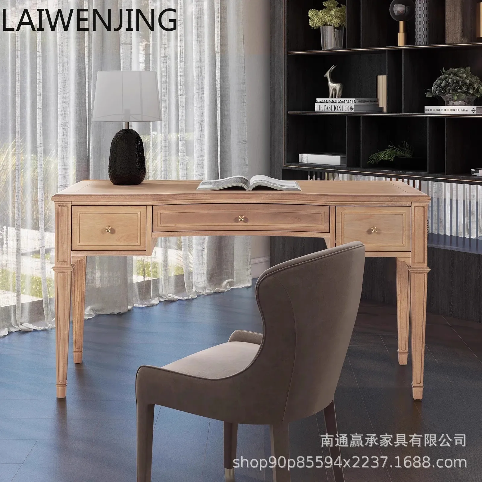 

MJY American solid wood desk desk small apartment bedroom writing desk household