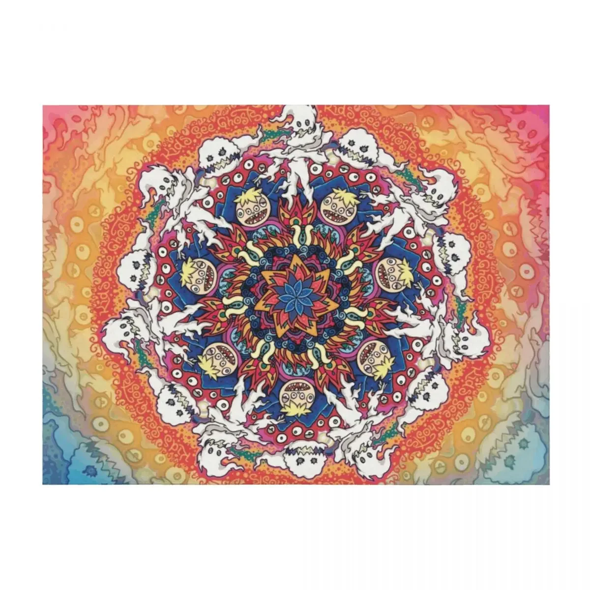 

Kids See Ghosts Mandala Throw Blanket Plaid on the sofa Loose Polar Nap Blankets