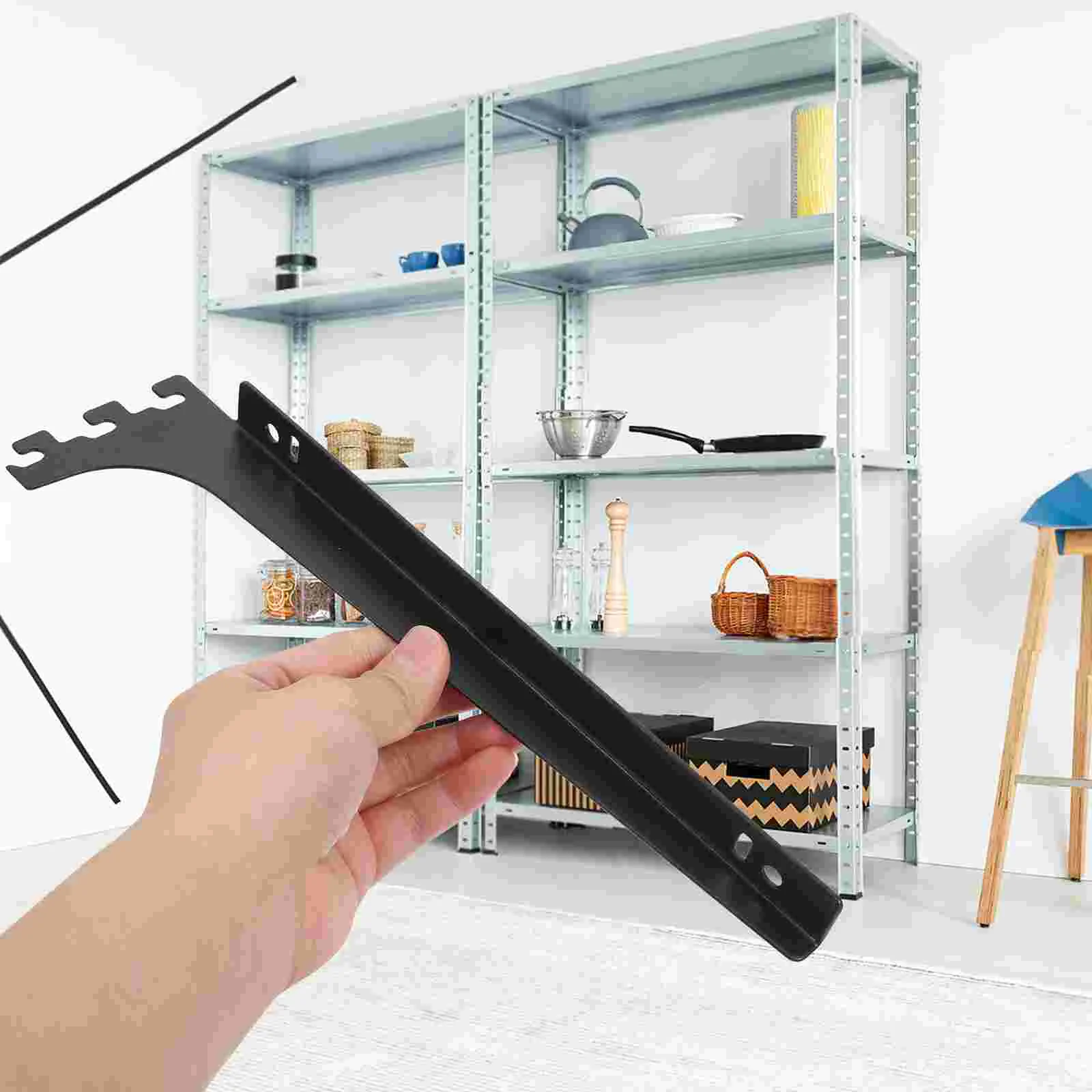 2 Pcs Shelf Glass Holder Shelving Brackets Adjustable Tempered Black Iron for Shelves