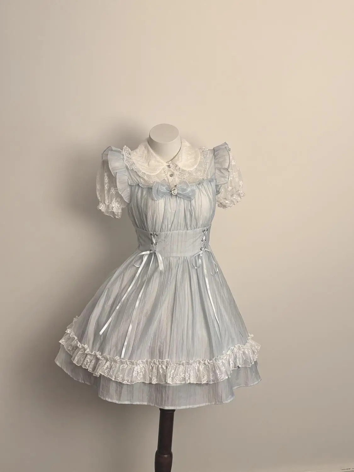 Abito dolce Lolita Kawaii in stile giapponese da donna JK adorabile balletto principessa Y2k mini abiti Harajuku fiocco in pizzo vestito sottile e carino