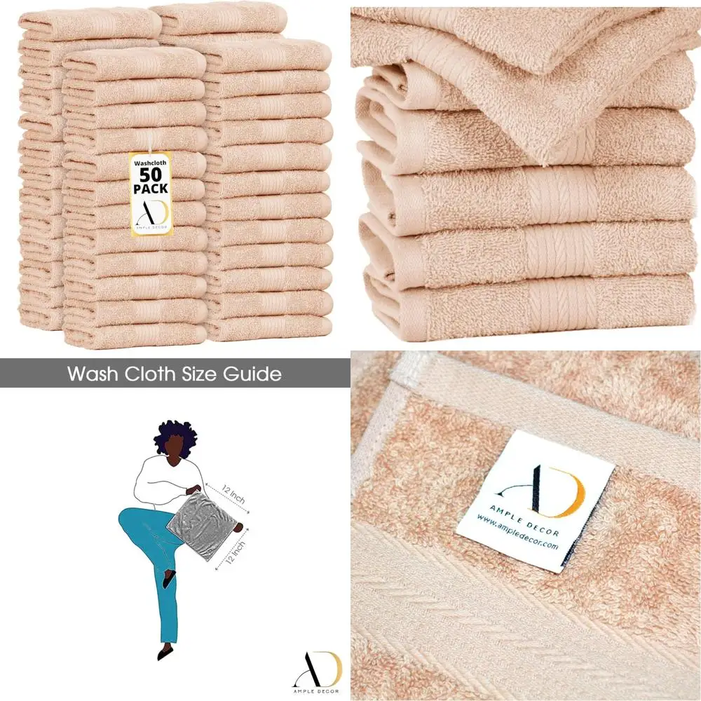 

Хлопковые мочалки, 50 шт., 12x12 дюймов, 100% мягкие впитывающие полотенца, сертификат Oeko Tex, многоразовые салфетки для лица, высокое качество GSM