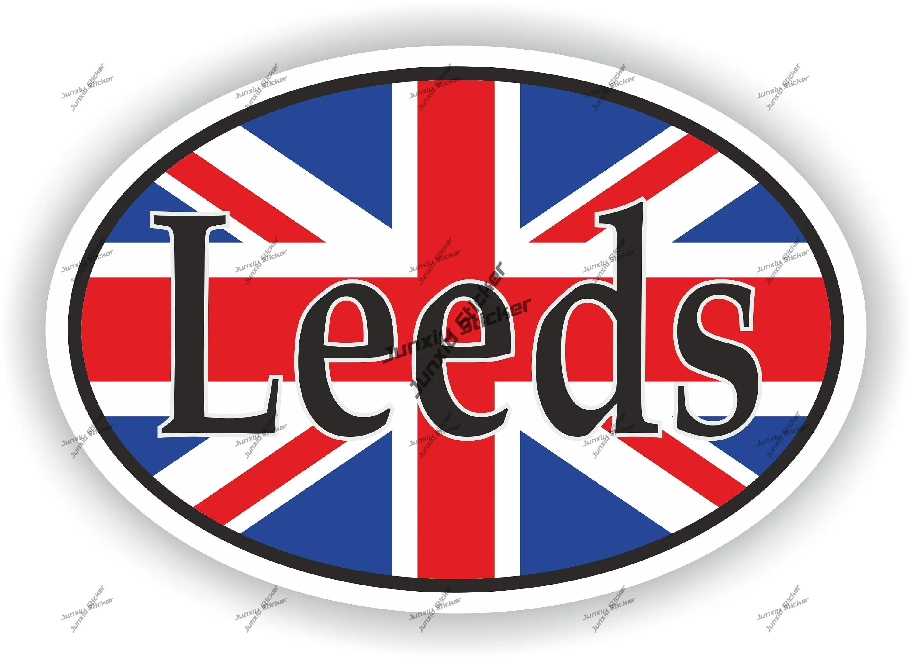 Leeds United Kingdom UK City Oval Sticker with Flag Decal for SUV Car Bumper Laptop Door Fridge Helmet Vehicle Accessories