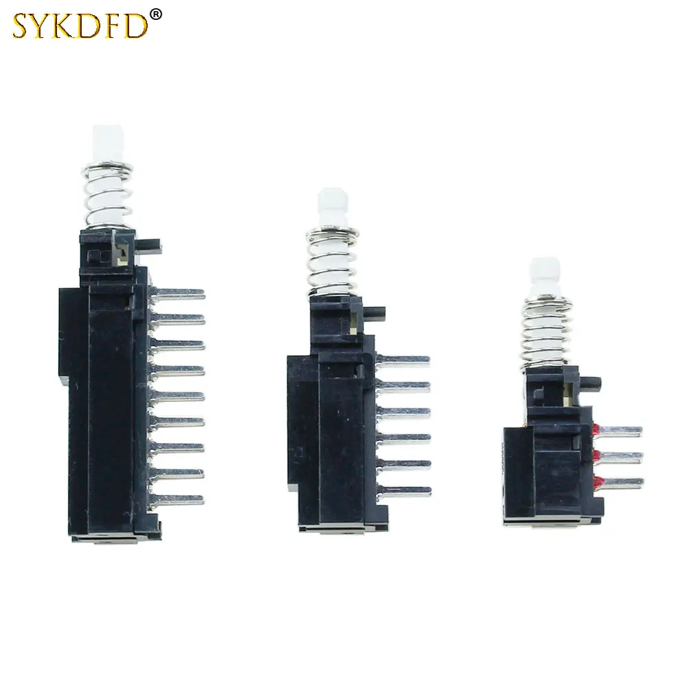 100PCS Self-Locking Power Double Row Switch Black Straight Key Button PS-909C/22D0 Switch Keys 6/12/18Pin