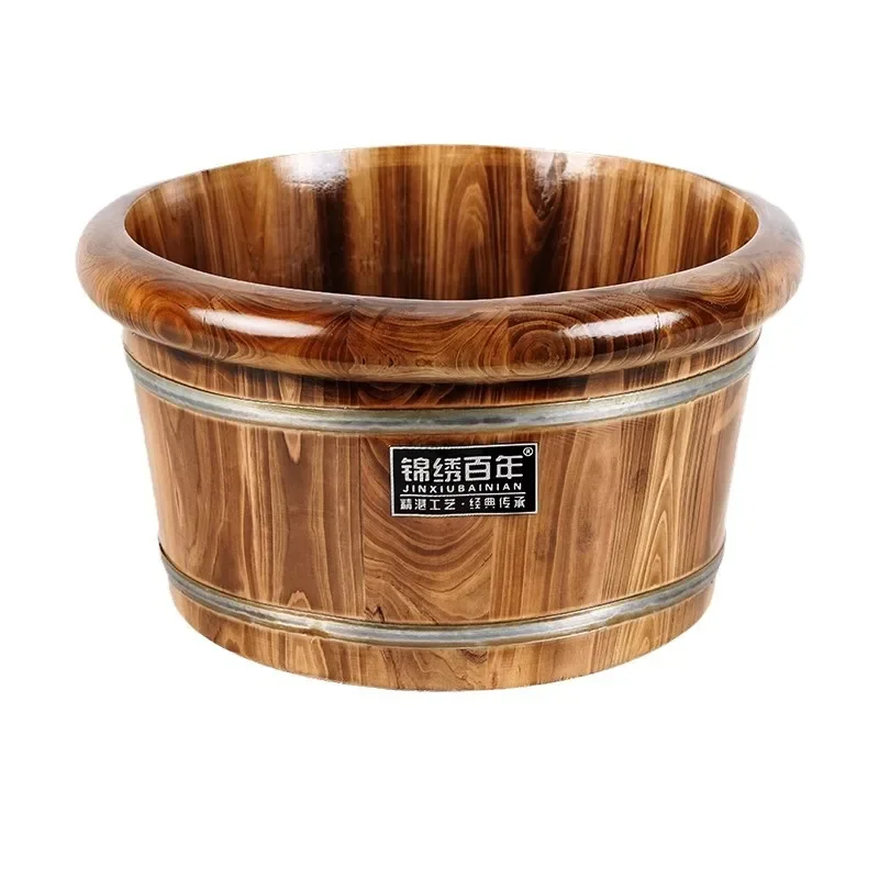 Carbonized Foot Soaking Barrel Home Wooden Over Calf Foot Basin Wooden Basin Solid Wood Foot Bath