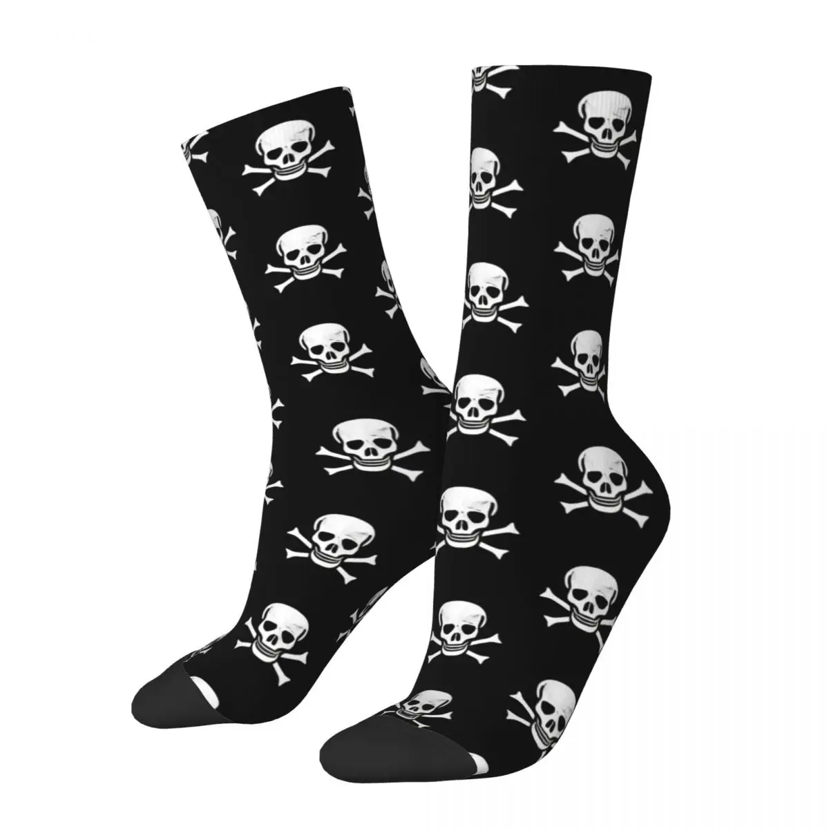 Autumn Winter Hip-hop Women Men Pirate Flag Skull Bones Jolly Roger Graphic Socks Sweat Absorbing Sports Socks