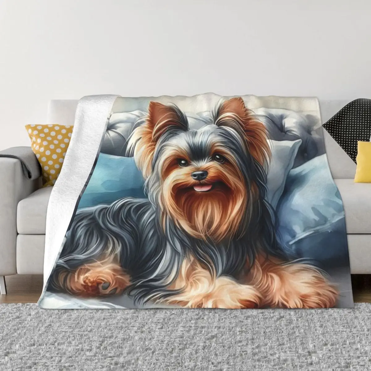 Yorkshire Terrier Art 26 Amantes de Yorkie Adecuado para todas las estaciones Regalo suave Una manta de micropolar ultrasuave