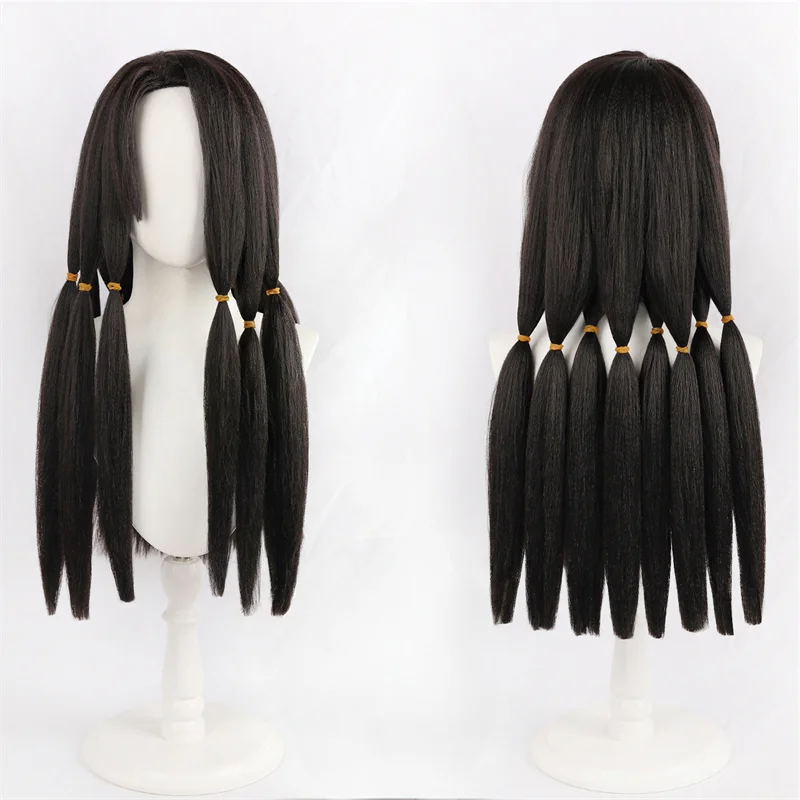 Parrucca Cosplay Anime GACHIAKUTA Jabba per Adulti, Capelli Neri Lunghi Lisci con Treccia, per Uomo, Uso Quotidiano, Feste di Halloween, Giochi di Ruolo