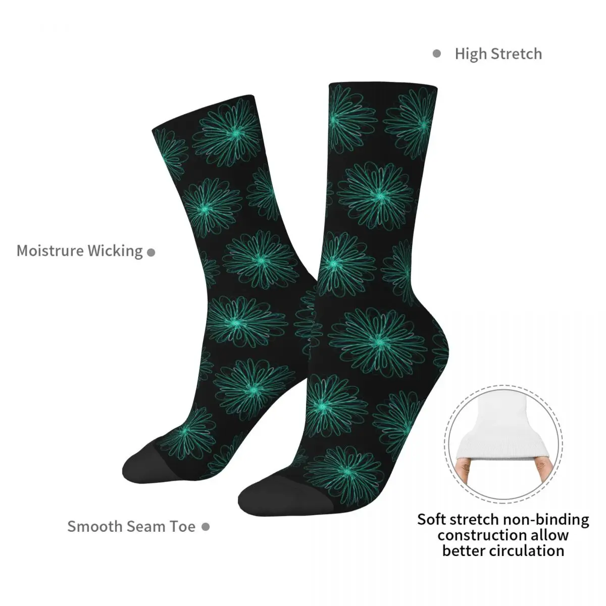 Green And Blue Geometric Design Socks Harajuku Stockings All Season Long Socks Accessories for Man's Woman's Birthday Present