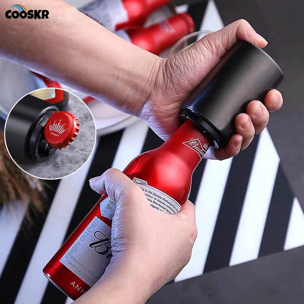 فتاحة زجاجات البيرة فتاحات غطاء زجاجة محمولة أوتوماتيكية للمنزل القضبان نزهة التخييم المشي لمسافات طويلة فتاحة زجاجات بيرة من الفولاذ المقاوم للصدأ