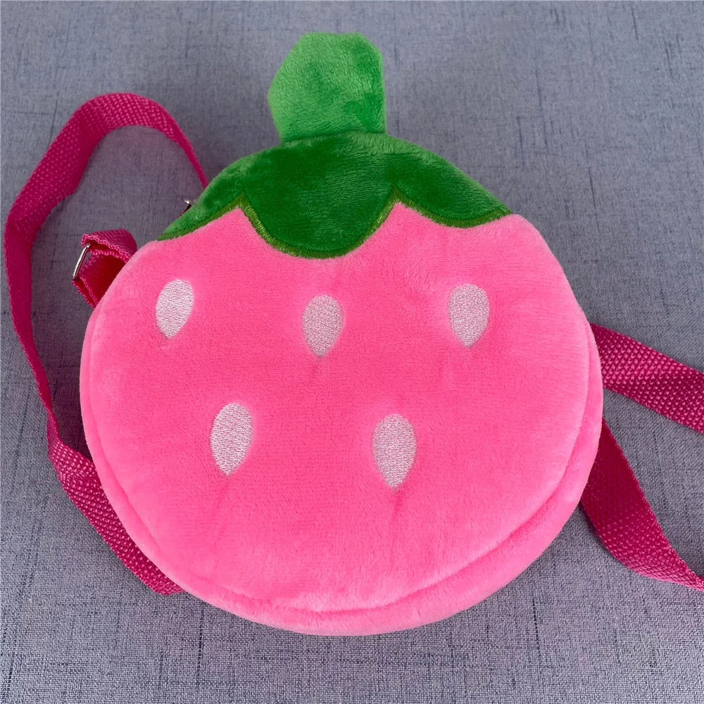 2 ألوان، حقيبة جديدة لطيفة على شكل فراولة من القطيفة بطول 14 مترًا، حقيبة عملات المعدنية، حقيبة كتف، محفظة للعملات المعدنية