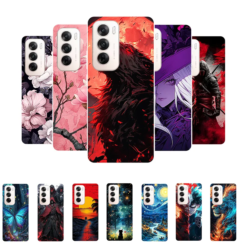 For OPPO Reno 12 Pro Case Flowers Wolf Soft Silicone Phone Cover for OPPO Reno12 Pro CPH2629 Coque Reno12Pro Shockproof Fundas