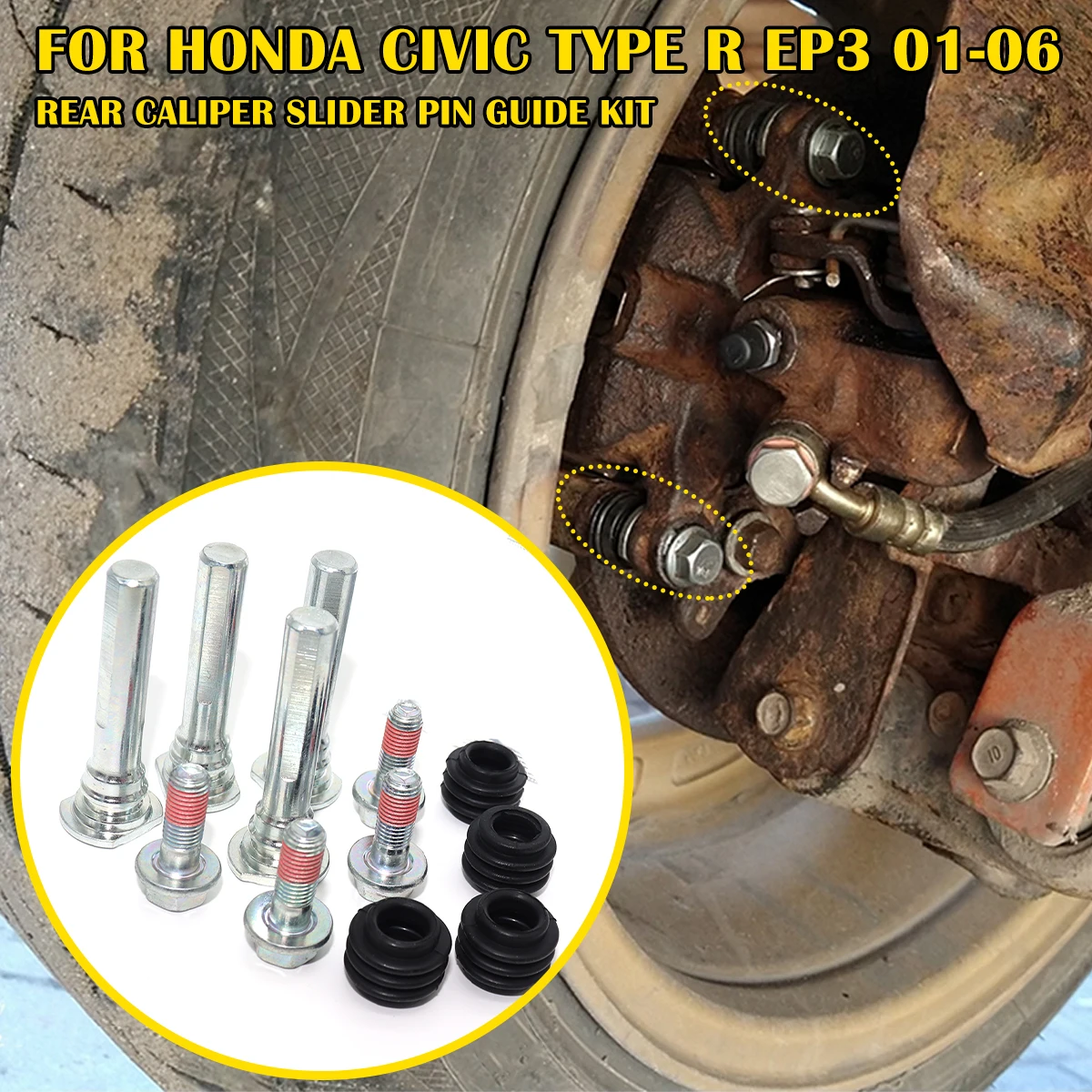 

Brake Caliper Cylinder Slider Guide Pin For Disc Housing Bolt Rubber Bushing Boot Seal Kit FOR HONDA CIVIC TYPE R EP3 2001-2006