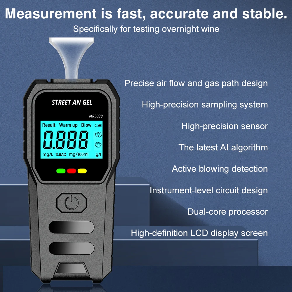 NEW Digital Breath Alcohol Tester High Sensitivity Breathalyzer With LCD Display Drunk Driving Analyzer Professional Analyzer