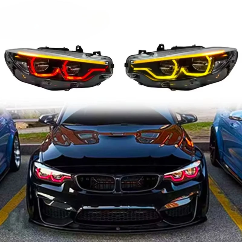 

Трехцветные дневные ходовые огни (ДХО) для BMW F32 F33 F36 F80 F82 M3 M4, светодиодные передние фары в стиле Ikon, красные, желтые и белые