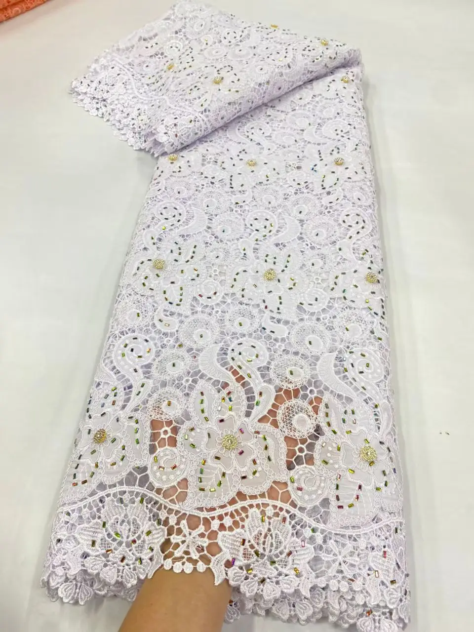 

Latest 2025 African Lace Fabric High Quality,Cotton Fabric Per Meter,Embroidery,Linen,Party Dresses,Tulle,Rhinestone,5 Yards