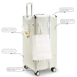 Aluminum frame with cup holder luggage suitcase Large capacity password small fresh trolley bag