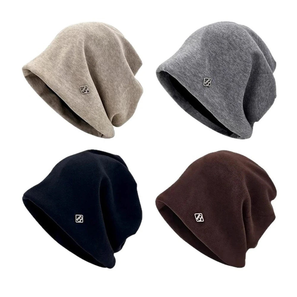 1pc Black /Gray Elastic Slouchy Beanie Hat Breathable Solid Color Comfy Stretchable Warm Cap Headwear Outdoors