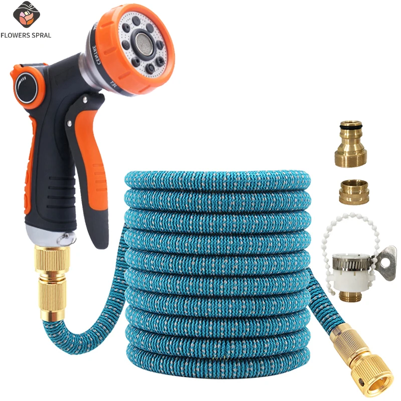 Einziehbare Gartenschlauchleitung, Autowasch-Wasserpistole, einstellbarer Sprühmodus, geeignet für Gartenarbeit und Außenreinigung