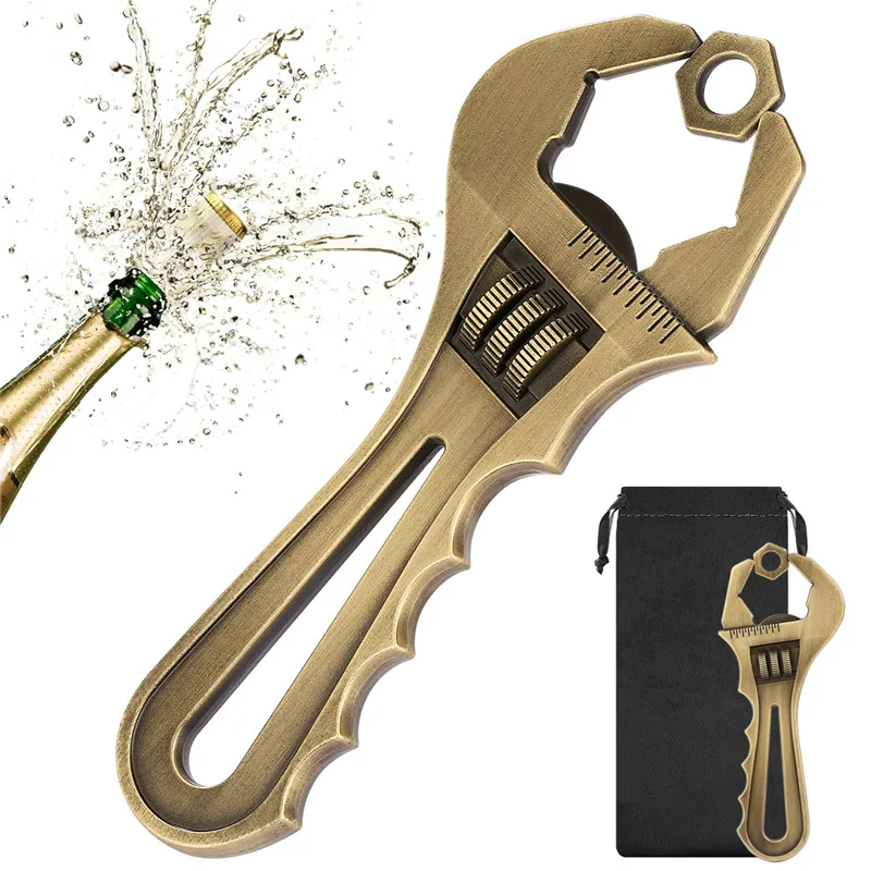 

Винтажный гаечный ключ, стальные открывалки для пива, открывалка для бутылок, портативный штопор для свадебной вечеринки, аксессуар для барной посуды с сумкой для хранения
