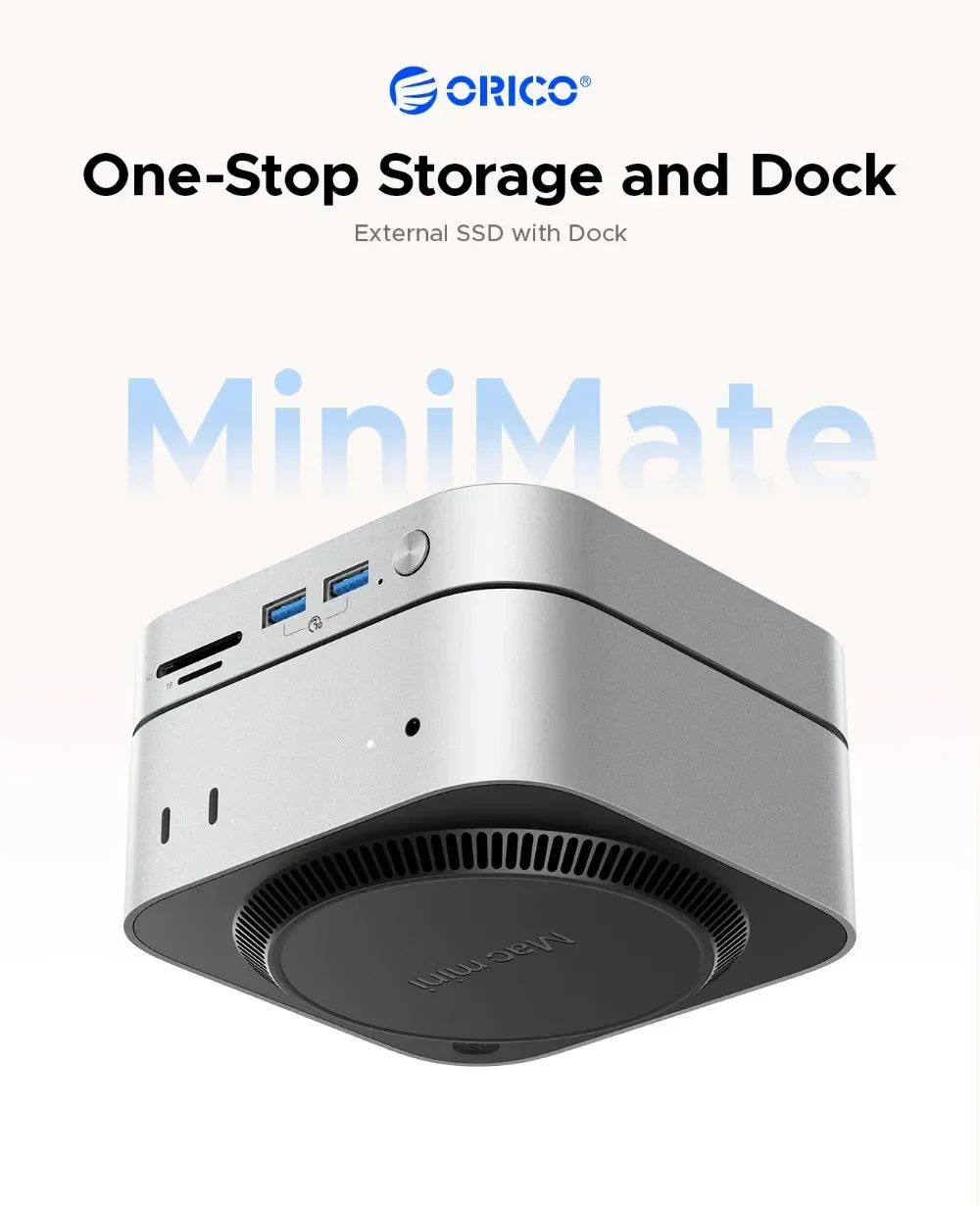 ORICO Usb Extension Hub MiniMate USB4 40Gbps Storage Expansion Dock for Mac Mini M4&M4 Pro with SD/TF4.0 Built-in 512G 1T 2T SSD