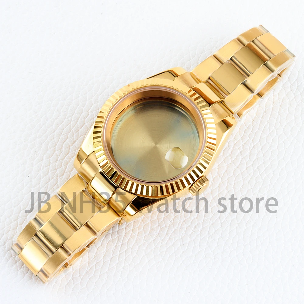 

36MM/39MM Rose Gold/Black 316L Stainless Steel Oyster Strap Sapphire Crystal Watch Case For NH35 NH36 Movement Datejust Case