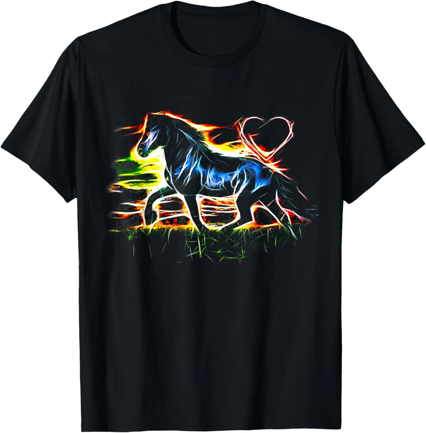 

Футболка Black Horse Stallion Art with Love Heart для женщин и мужчин и девочек