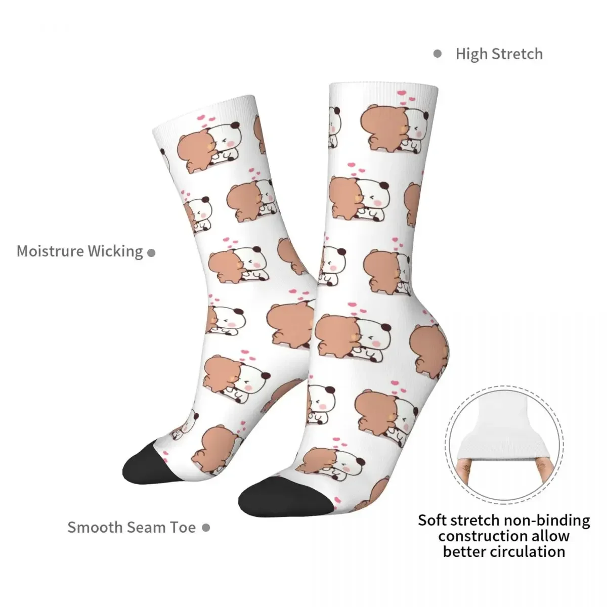 Panda Brownie Bear Mochi Cats Socks Harajuku Super Soft Stockings All Season Long Socks Accessories for Man's Woman's Gifts