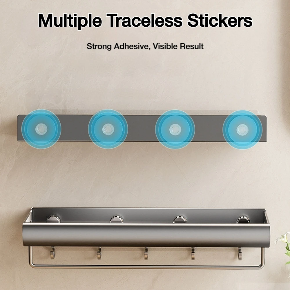 No-Punch Grey Bathroom Wall Mount Shower Storage Shelf Large Capacity Shower Shampoo Rack Multifunctional Toilet Storage Rack view 5