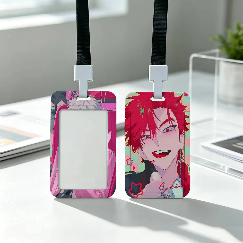 L-Link Click Cartoon Clear Window ID Card Holder, Business Badge Holder With Neck Lanyard, Office Work Permit Card Cover