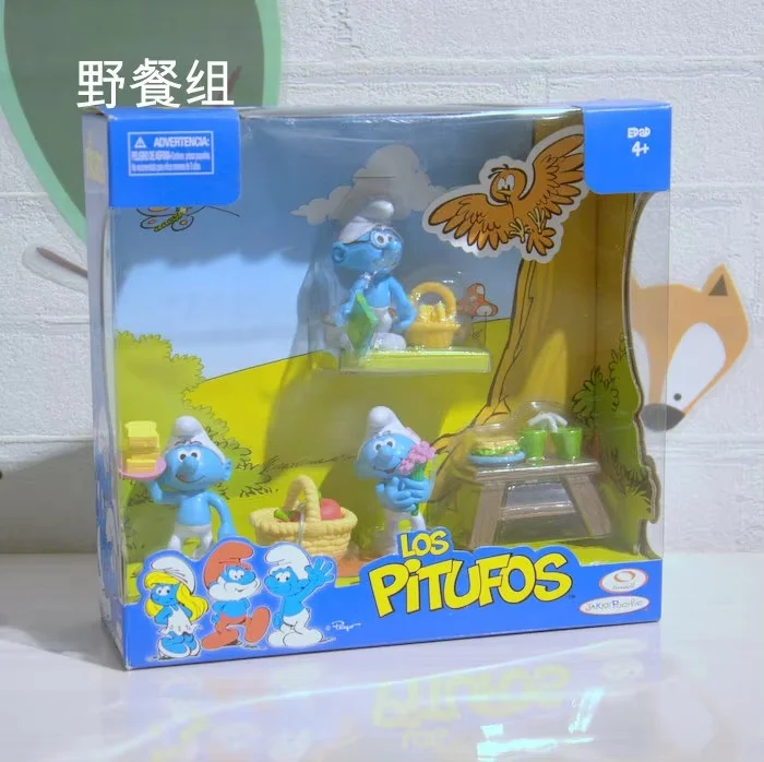 The Smurfs Action Figure Mushroom Shaped House Vintage Cartoon Kawaii Doll Bake Beach Scene Anime Figures Miniature Model Toys