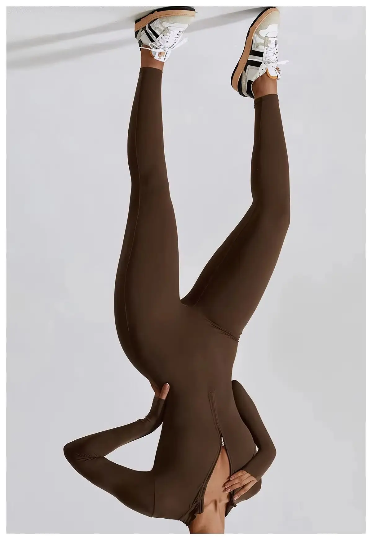 One Piece Yoga Jumpsuit Women Long Sleeve Half Zipper High Neck Bodysuit Tummy Control Full Length Leggings Gym Workout Romper