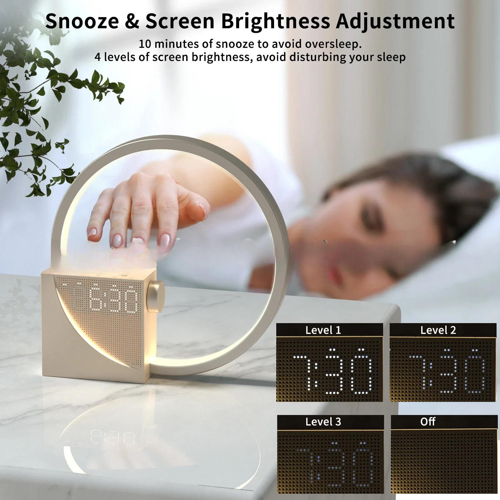 Multifunktionaler, verbesserter Wecker, Nachtlicht mit weißem Rauschen