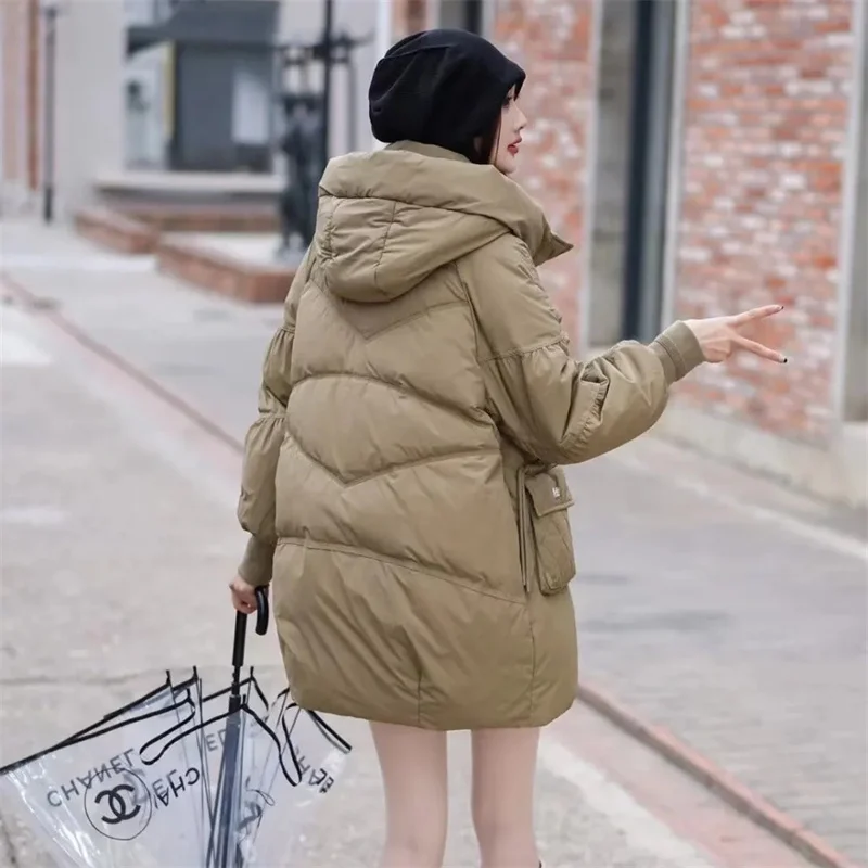 Veste d'hiver à capuche pour femme, Parkas en duvet de coton, ample, longue, décontractée, épaisse, chaude, imperméable, vêtements d'extérieur, nouvelle collection 2025