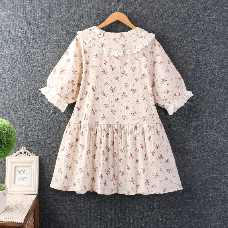Summer New Sweet Mori Style Hollow Hem Floral Print Shirt Women Short Sleeve Single Breasted Embroidered Cotton Tops
