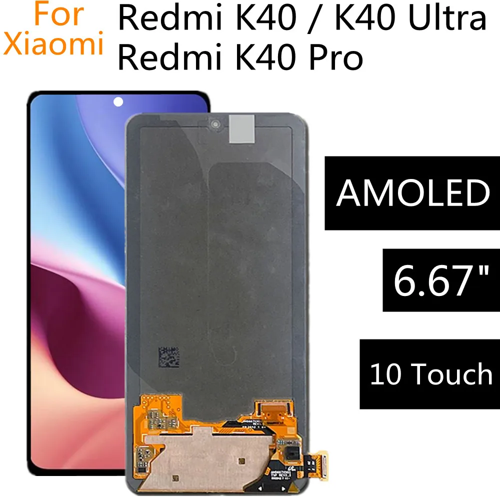 6.67  Original  AMOLED For Xiaomi Redmi K40 Pro PLUS LCD Display Touch Screen Digitizer For Xiaomi Redmi K40 Ultra LCD Display