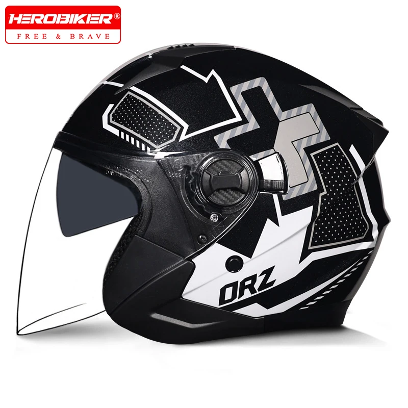 خوذة دراجة نارية معتمدة من DOT للرجال والنساء بمرآة مزدوجة لجميع المواسم خوذة نصف دراجة نارية شتوية عالمية