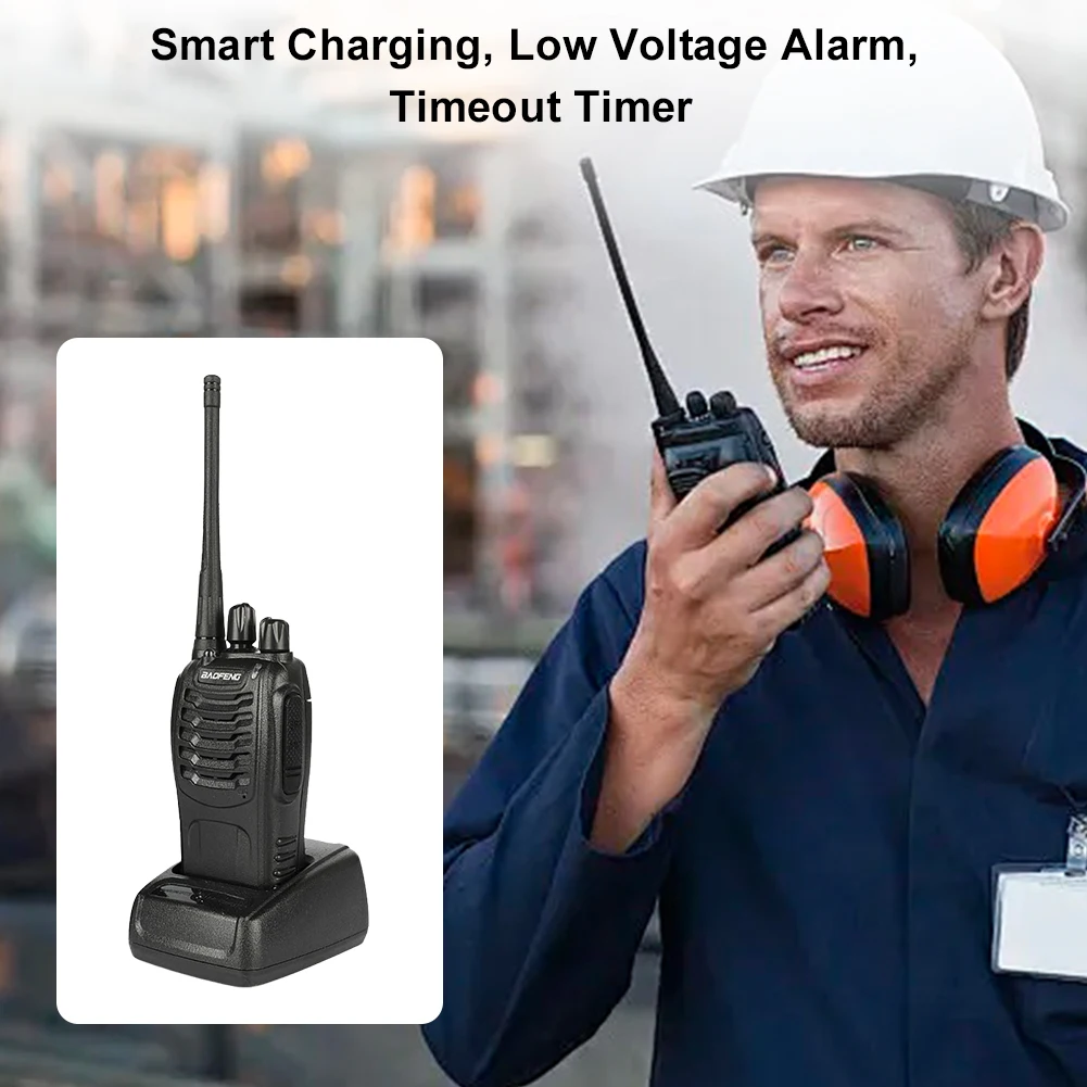 2PCS BF-888S V2 휴대용 무전기 듀얼 밴드 휴대용 양방향 햄 라디오 장거리 대기 UHF 400-470MHz 캠핑 하이킹용