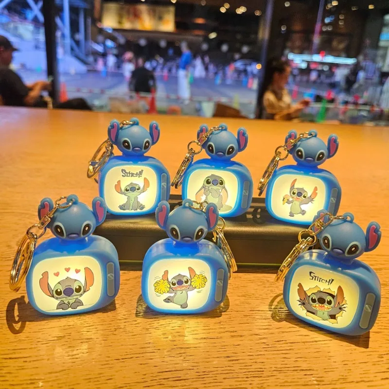 Miniso Lilo & Stitch Mini TV Keychain Pendant School Bag Car Pendant Keychain Children's Birthday Gift Christmas Gift