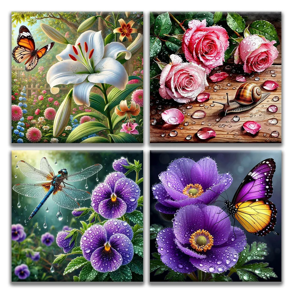 

5D DIY Flower Insect Embroidery Diamond Mosaic Diamond Painting Art Kit Square Round Rhinestone Handmade Cross Stitch Home Decor