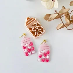 Heart Jar Shaped Clay Cutters Valentine's Day Heart Soft Pottery Dangle Clay Cutting Moulds for Jewelry Earrings Pendant Making