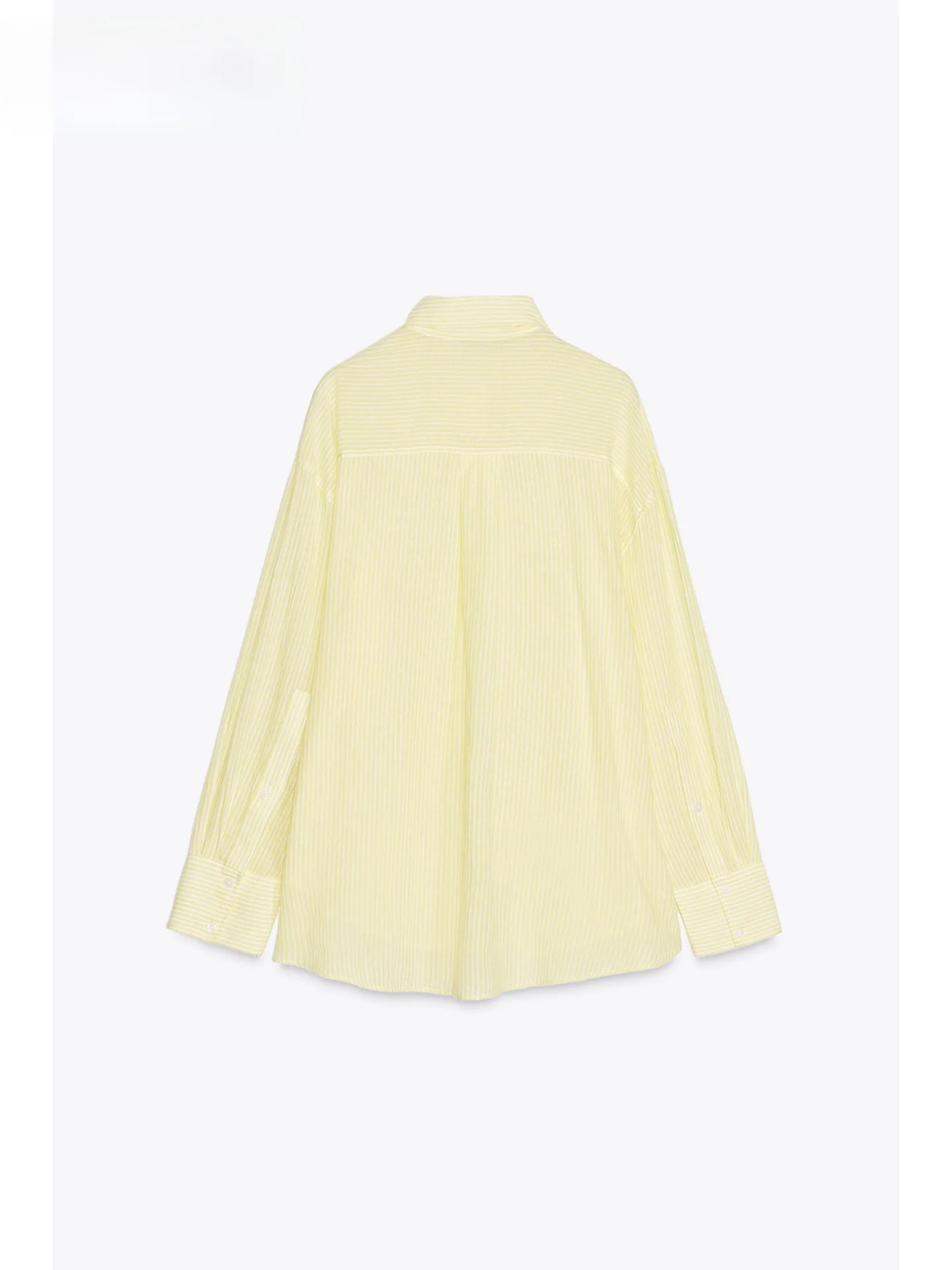 

ZAPRHA Summer 2025 Women's Loose Fit Cotton Striped irt Stand Collar Long Sve Casual Versatile Sle Comfortable Feeling