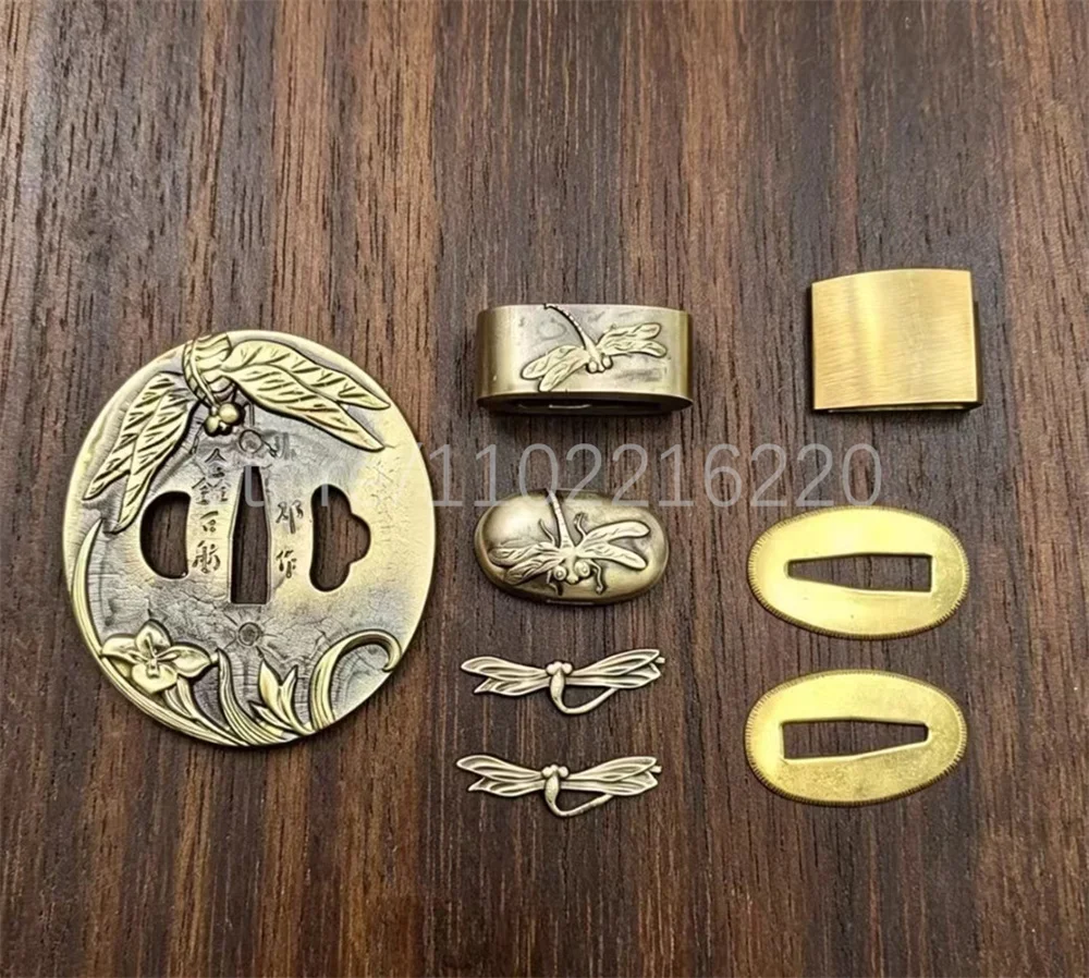 Beautiful Copper Tsuba Handguard Guard Brass Fuchi Kashira Menuki Habaki Seppa Japan Real Japanese Samurai Katana Sword Fittings