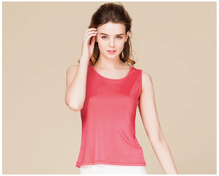 SuyaDream Women Tanks Knitted Real Silk Solid Vest O Neck Sleeveless Basic T Shirt 2025 Spring Summer Tops