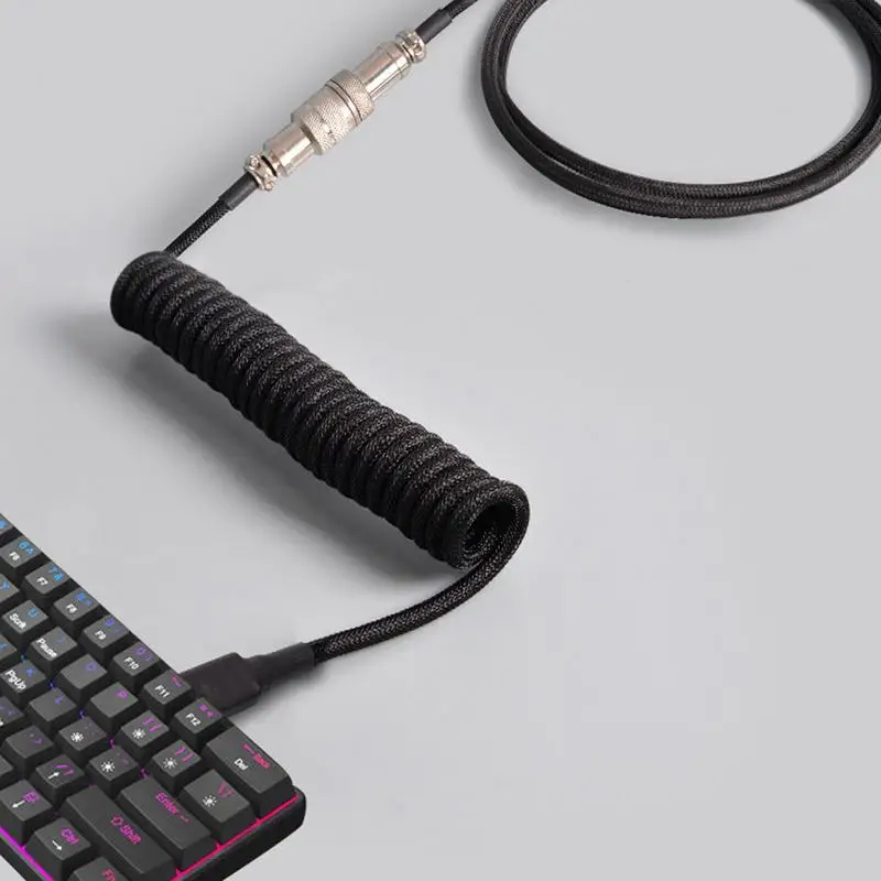 300cm Type C Mechanical Keyboard Coiled Cable USB Keyboard Wire Mechanical Keyboard Aviator Desktop Computer Aviation Connector